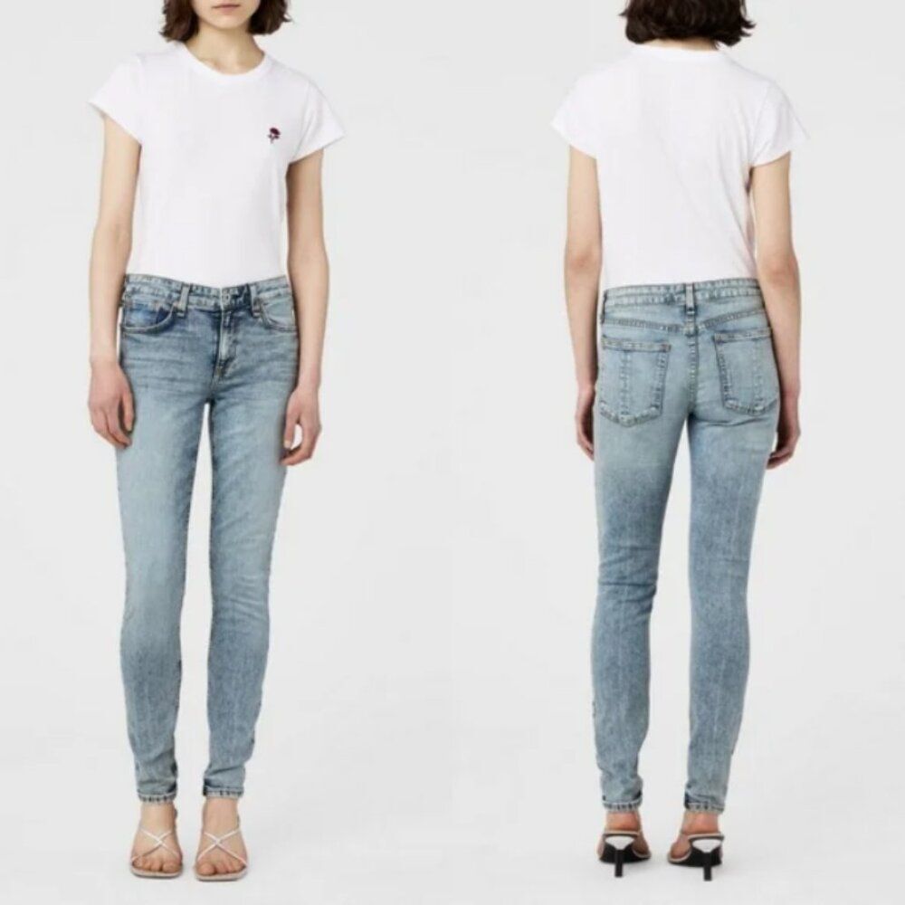 Rag & Bone Women's Jeans Cate Mid-Rise Acid Wash Skinny Jeans in Stella size 27